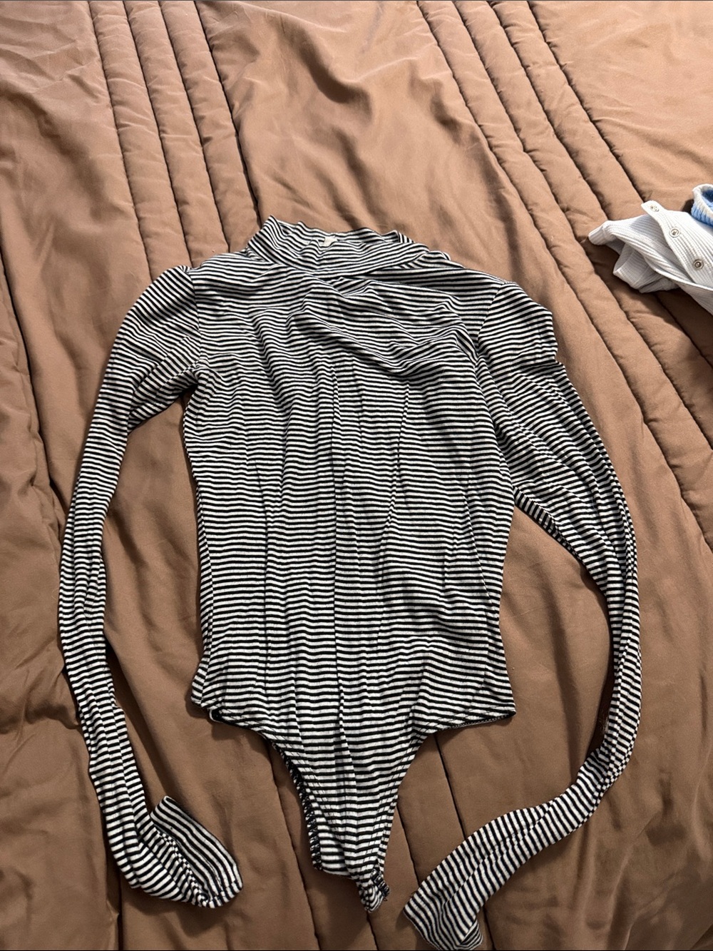 GB girls Black and White Striped Long-Sleeve Bodysuit